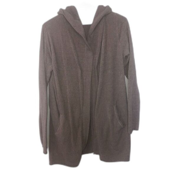Barefoot Dreams Sweaters - BAREFOOT DREAMS Women's Open Front Cardigan Hood Size Small Brown